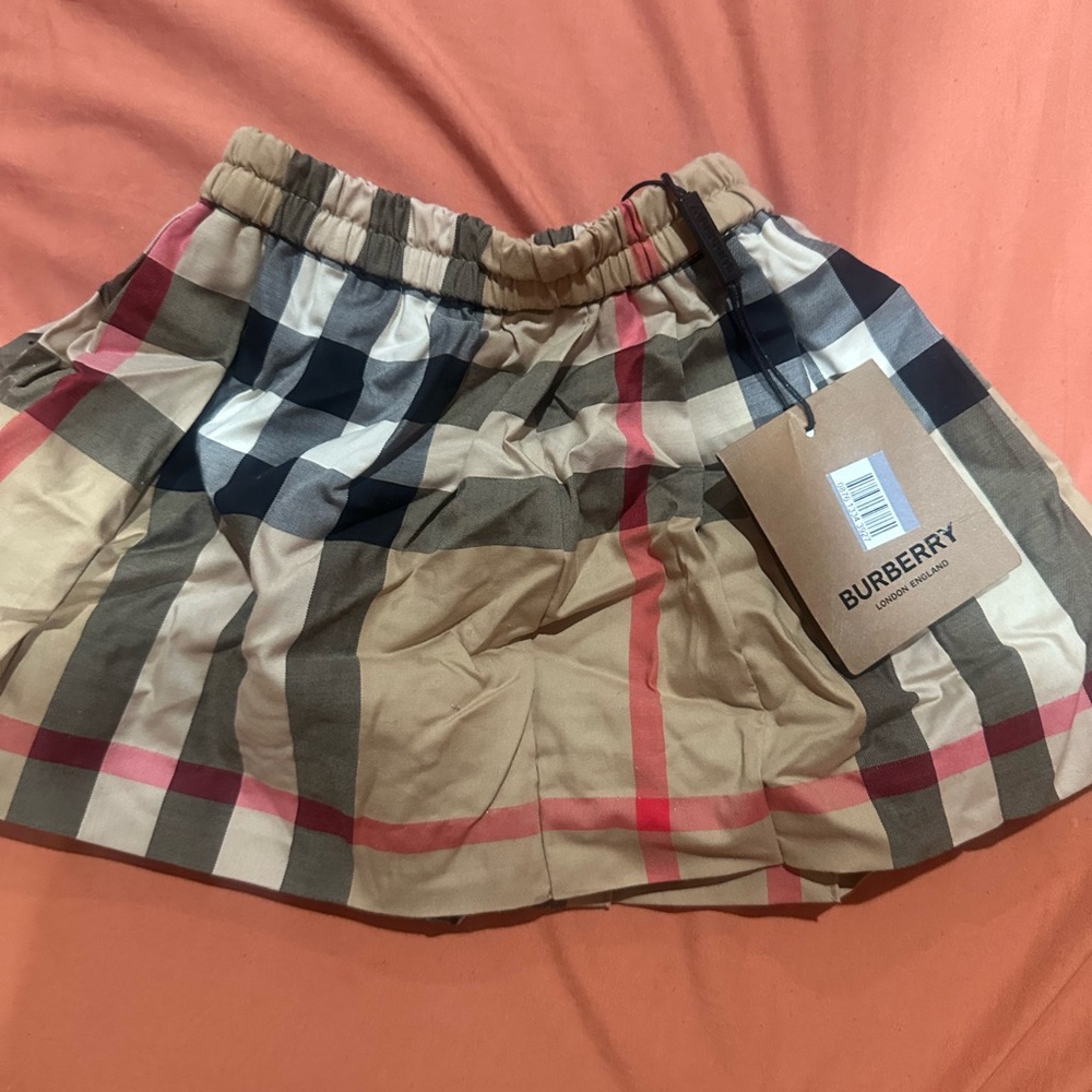 Burberry Kids Checkered Skirt - Tan and Pink